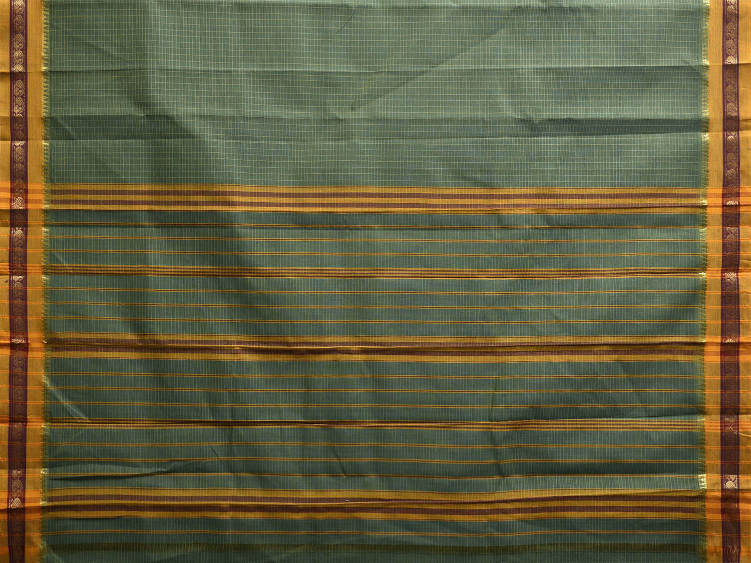 Light Green and Yellow Narayanpet Cotton Handloom Saree with Strips Design No Blouse np1144