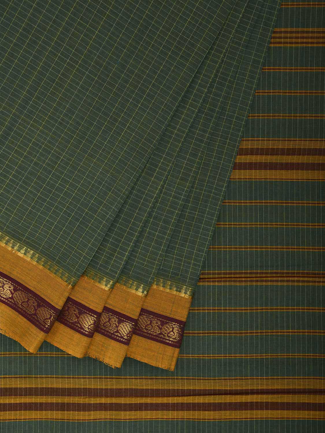 Light Green and Yellow Narayanpet Cotton Handloom Saree with Strips Design No Blouse np1144