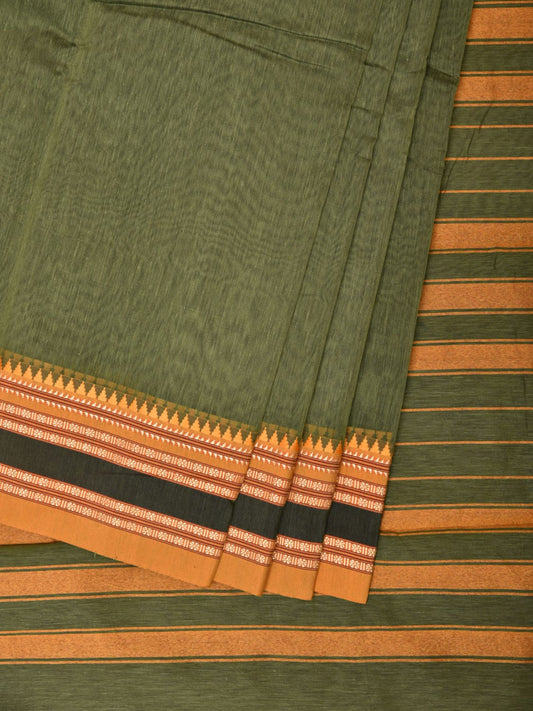 Light Green Bamboo Cotton Plain Saree with Border Design No Blouse bc0197