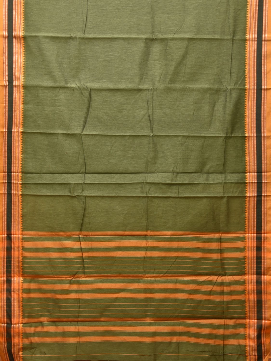 Light Green Bamboo Cotton Plain Saree with Border Design No Blouse bc0197