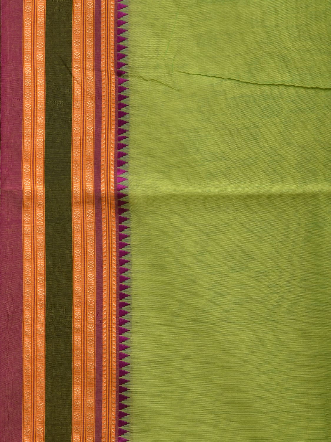 Light Green Bamboo Cotton Plain Saree with Narayanpet Border Design No Blouse o0344