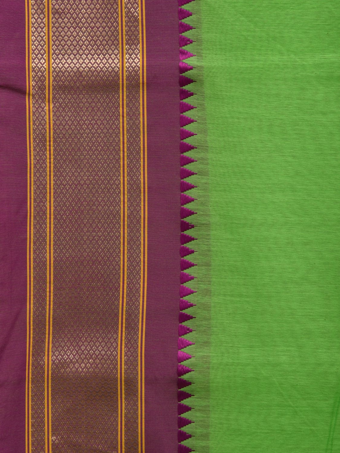 Light Green Bamboo Cotton Plain Saree with Narayanpet Border Design No Blouse o0351
