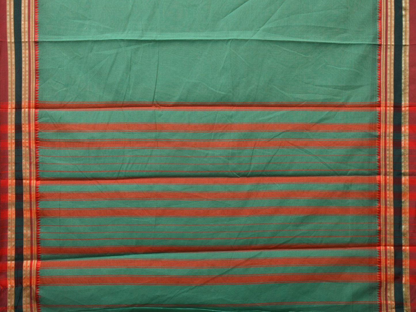 Light Green Bamboo Cotton Plain Saree with Strips Pallu Design No Blouse bc0266