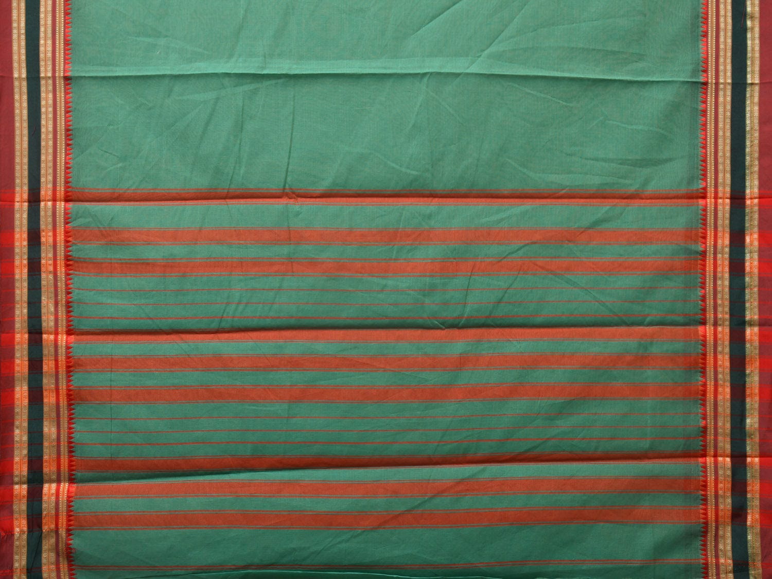 Light Green Bamboo Cotton Plain Saree with Strips Pallu Design No Blouse bc0266