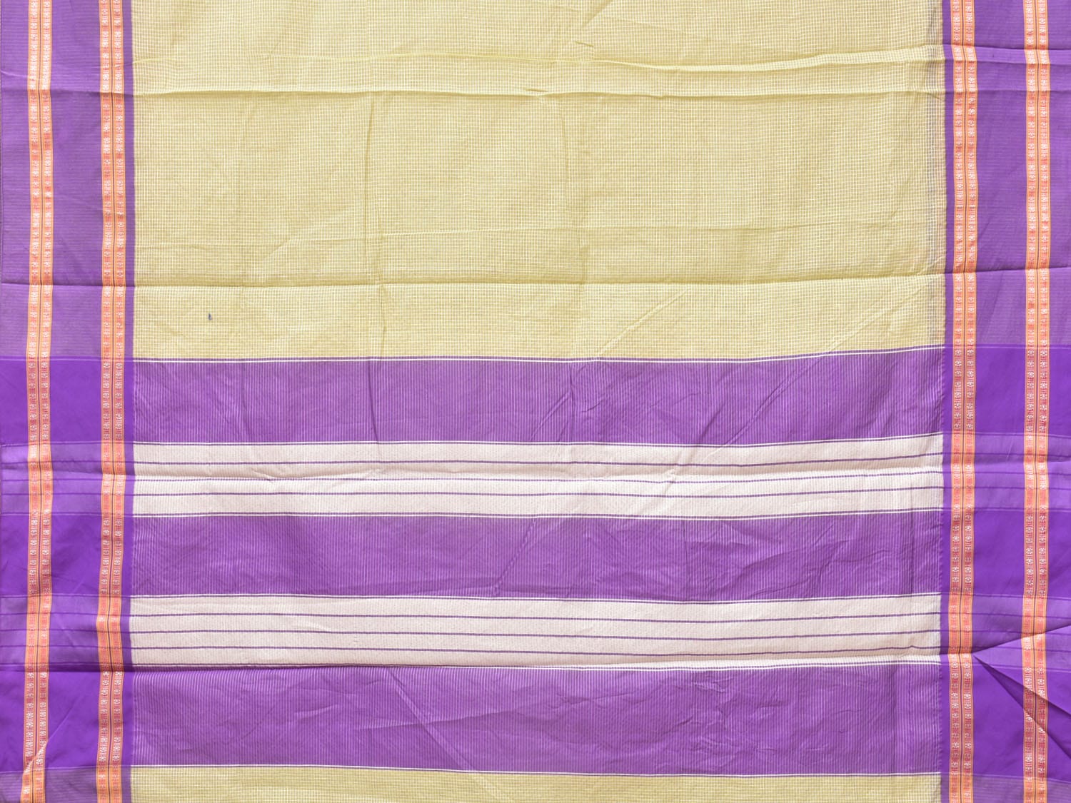 Light Green Bamboo Cotton Saree with Checks Design bc0147