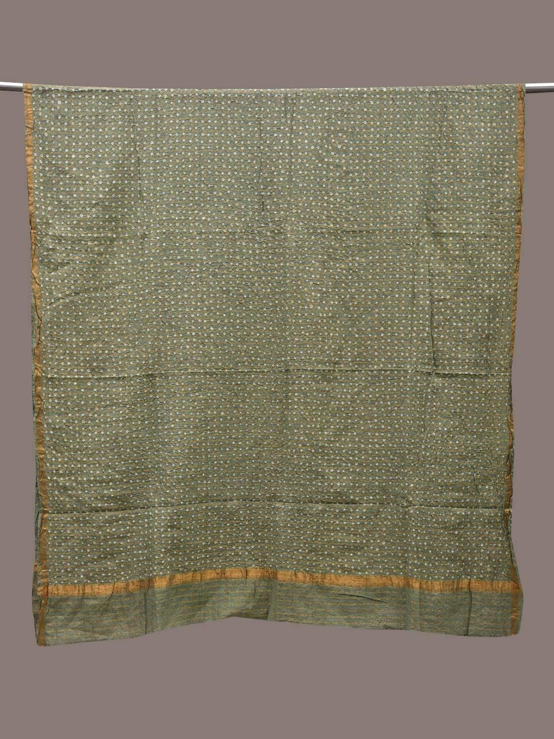 Light Green Bandhani Cotton Handloom Dupatta with Zari Checks Design ds2504