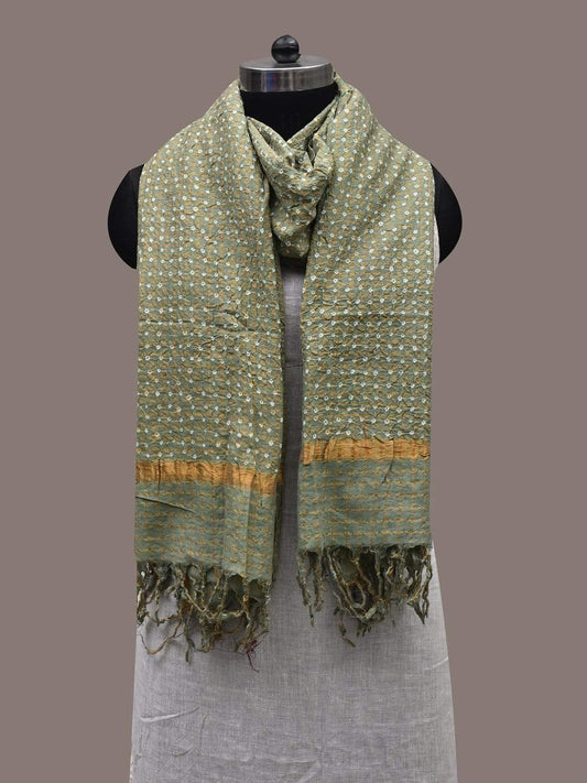 Light Green Bandhani Cotton Handloom Dupatta with Zari Checks Design ds2504
