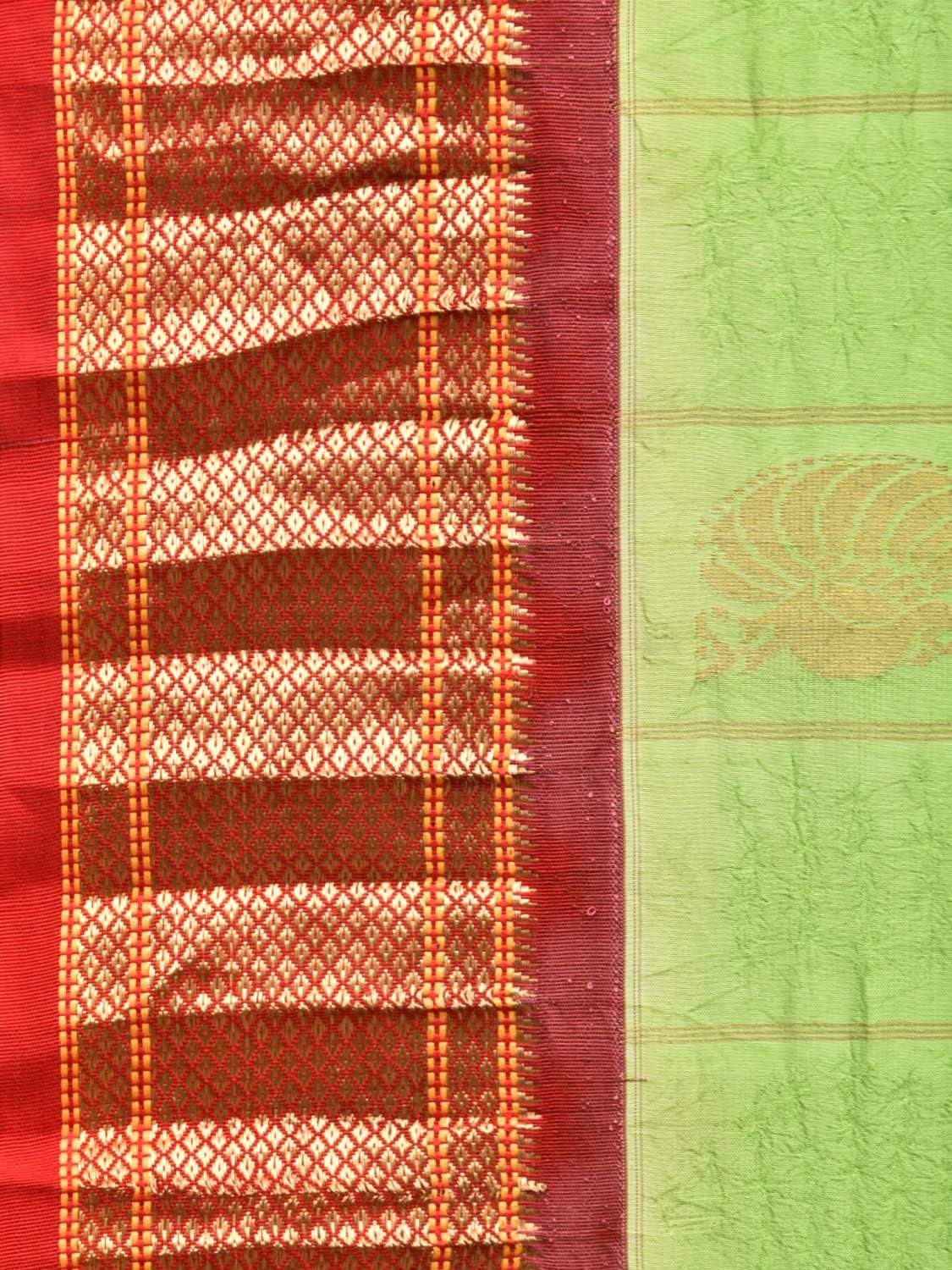 Light Green Bandhani Paithani Silk Handloom Saree with Buta and Checks Design bn0150