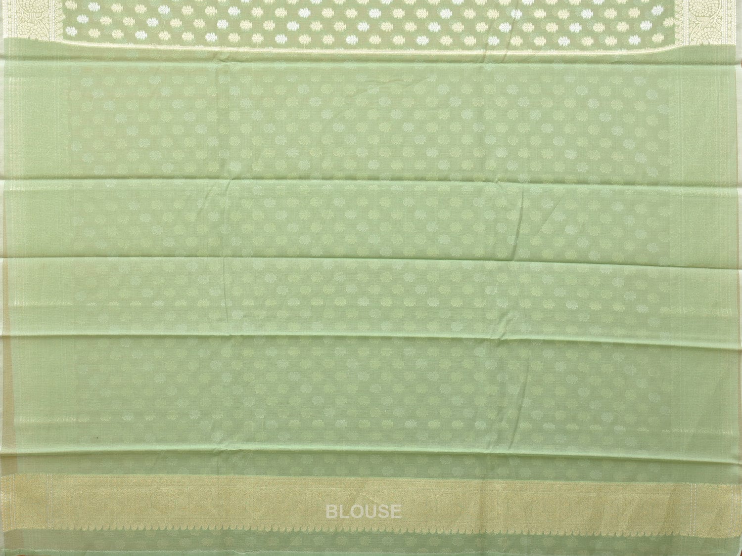 Light Green Cut Work Cotton Silk Saree with All Over Banaras Design o0392