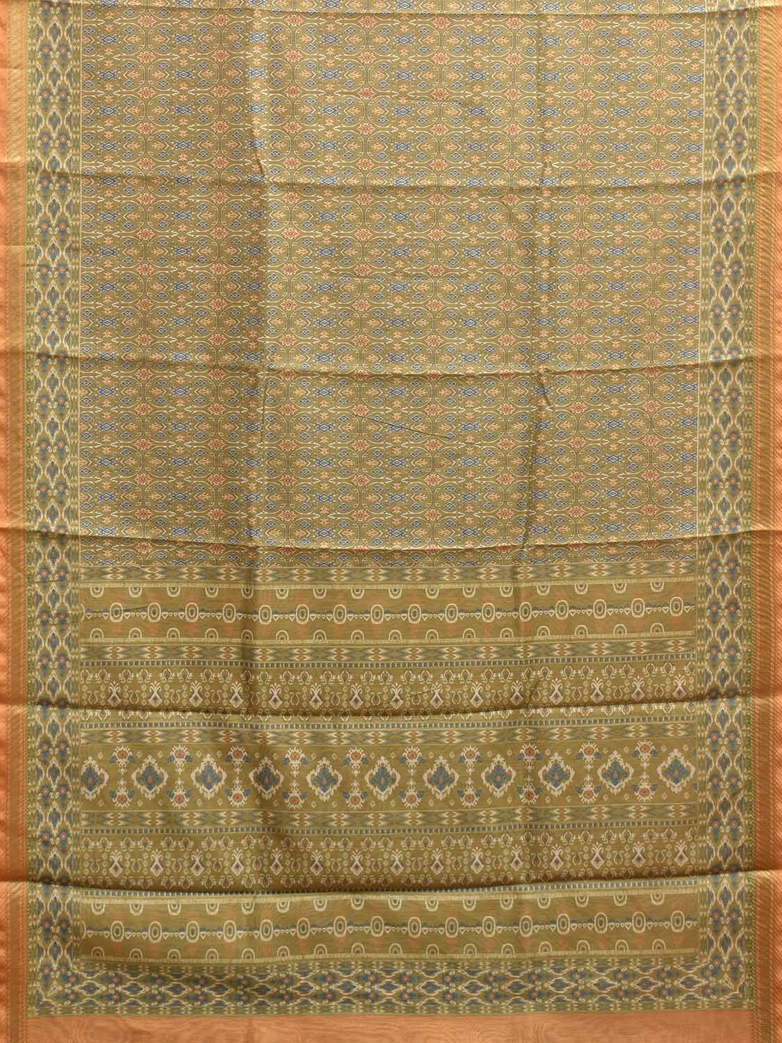 Light Green Digital Print Blended Cotton Silk Saree with All Over and Pallu Design o0657