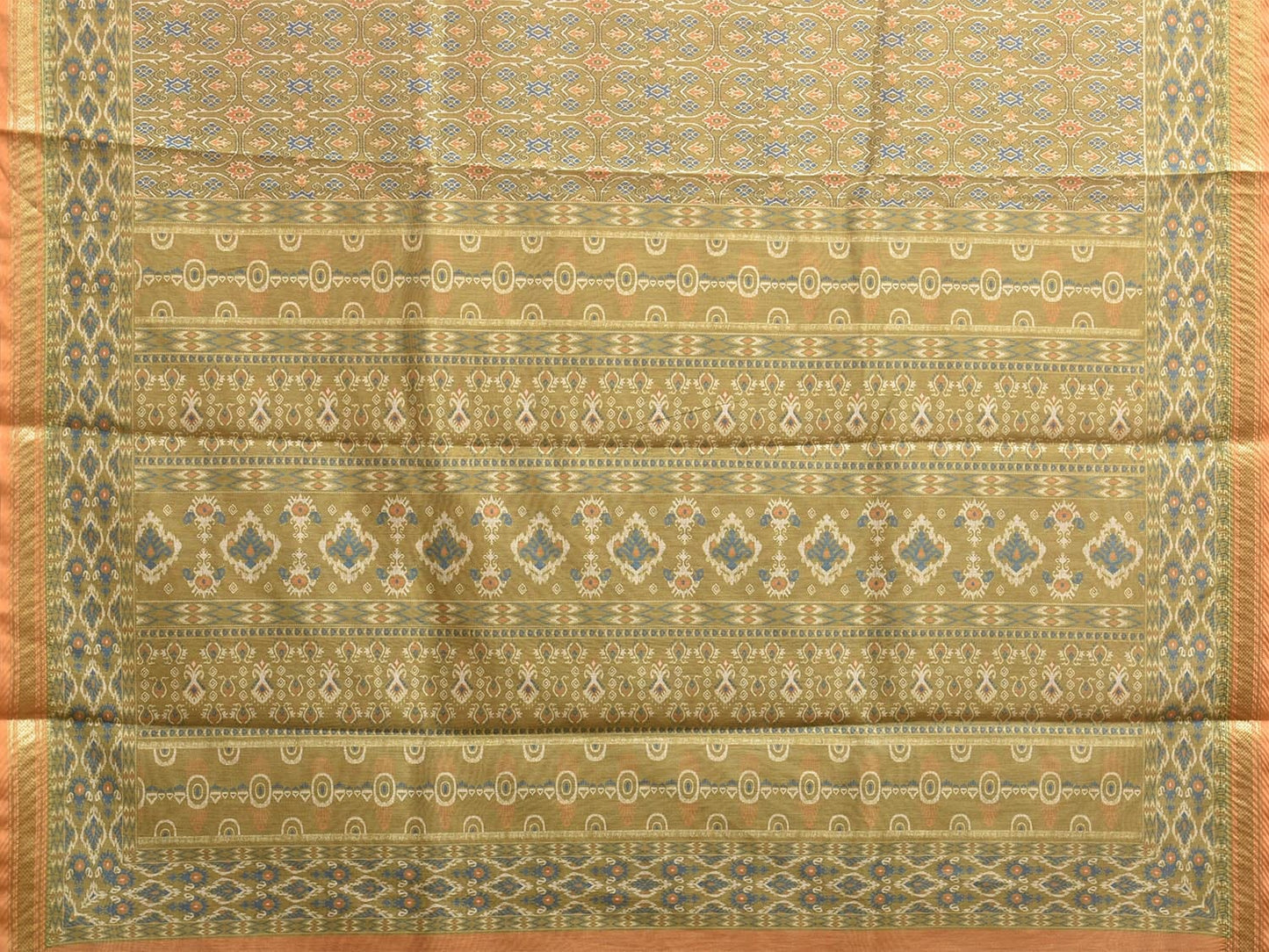 Light Green Digital Print Blended Cotton Silk Saree with All Over and Pallu Design o0657