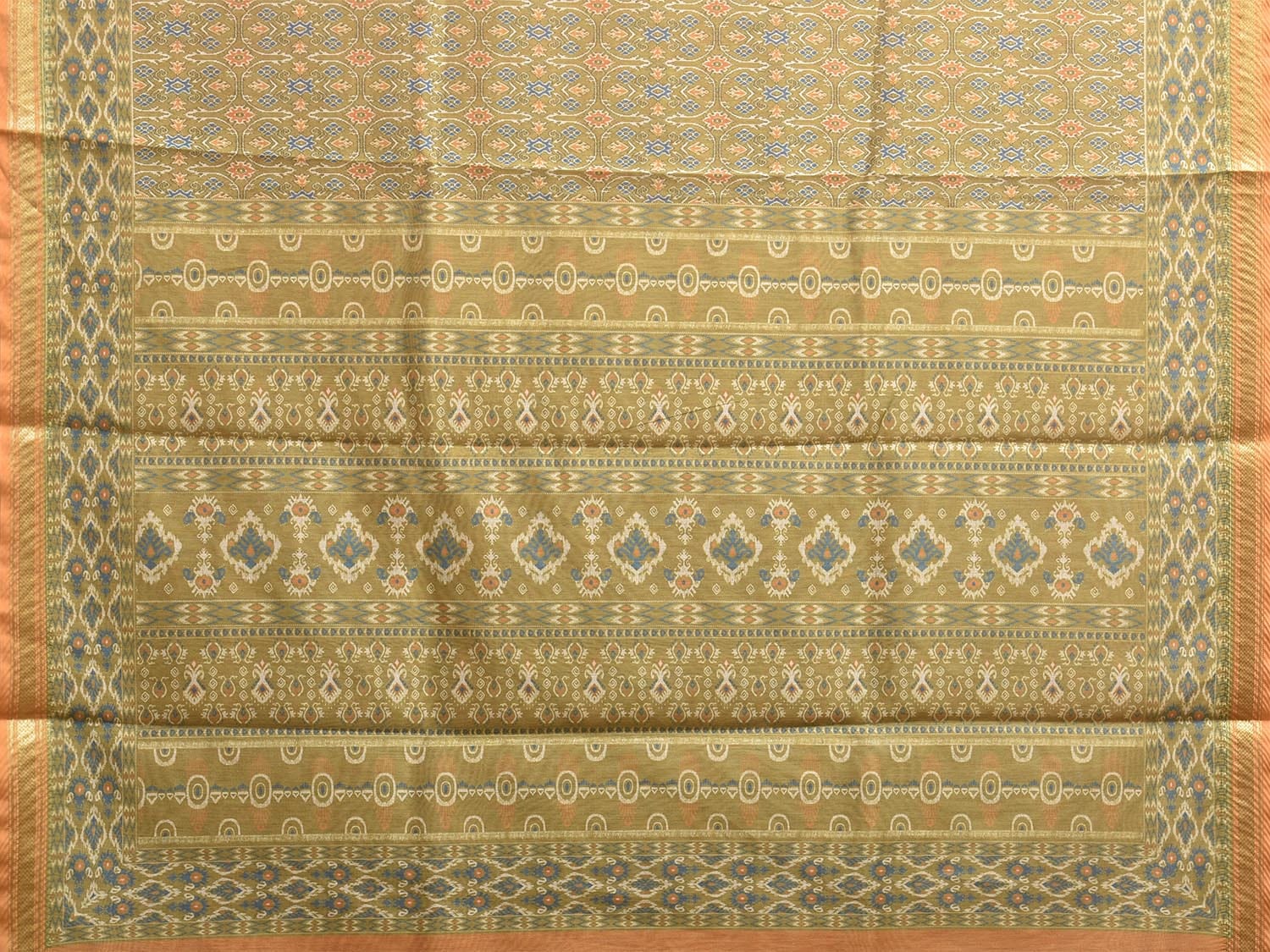 Light Green Digital Print Blended Cotton Silk Saree with All Over and Pallu Design o0657