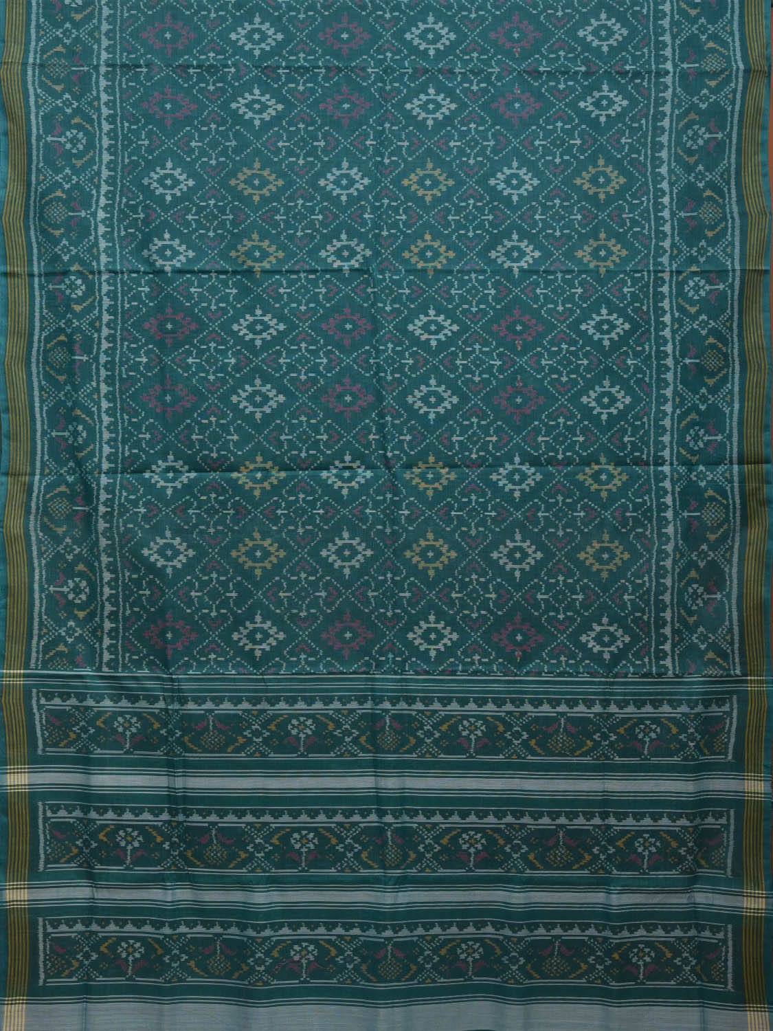 Light Green Ikat Cotton Handloom Saree with All Over Design i0716
