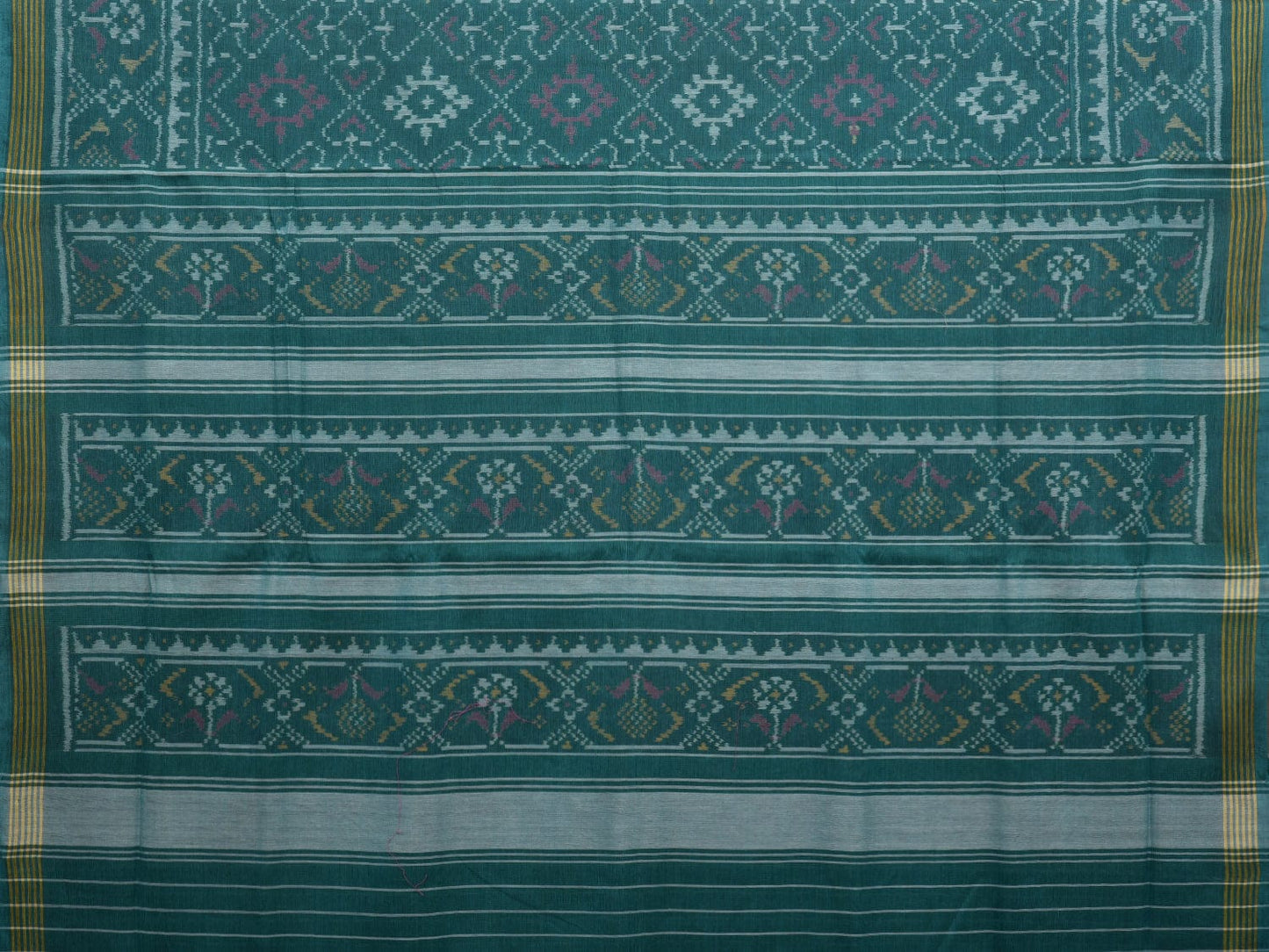 Light Green Ikat Cotton Handloom Saree with All Over Design i0716