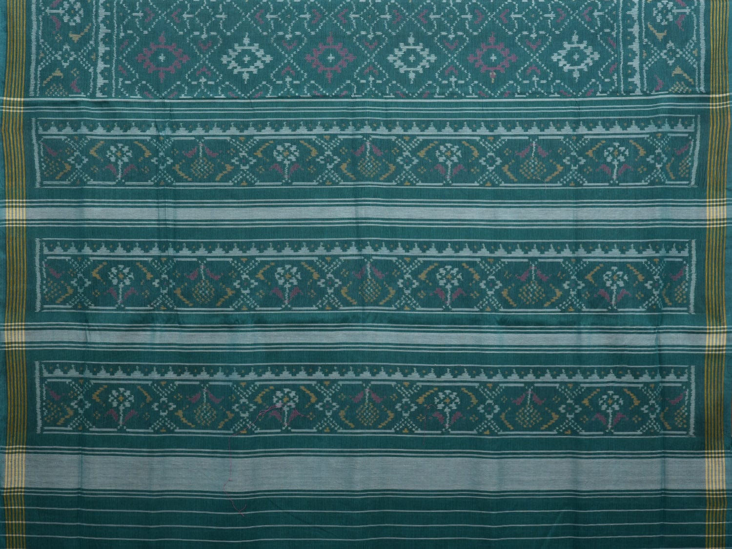 Light Green Ikat Cotton Handloom Saree with All Over Design i0716