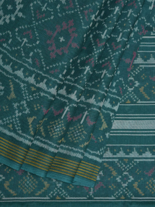 Light Green Ikat Cotton Handloom Saree with All Over Design i0716