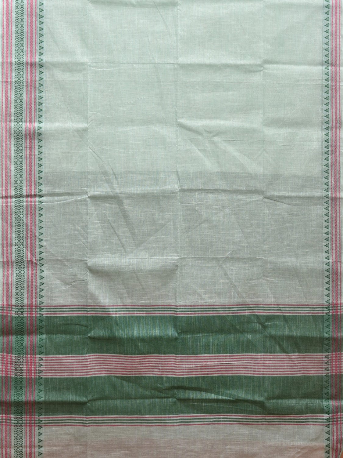 Light Green Kanchipuram Cotton Handloom Plain Saree with Border Design k0575