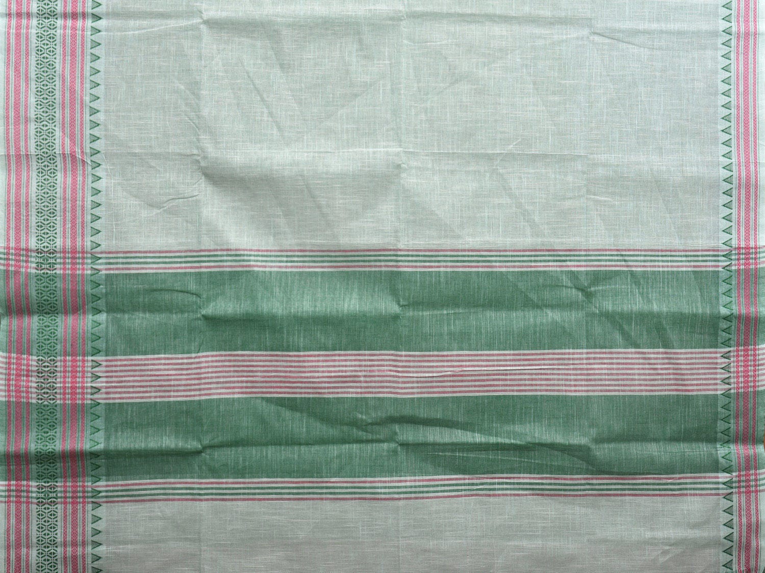 Light Green Kanchipuram Cotton Handloom Plain Saree with Border Design k0575