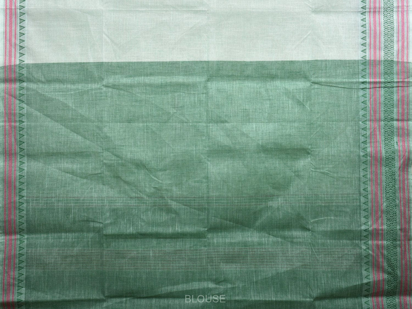 Light Green Kanchipuram Cotton Handloom Plain Saree with Border Design k0575