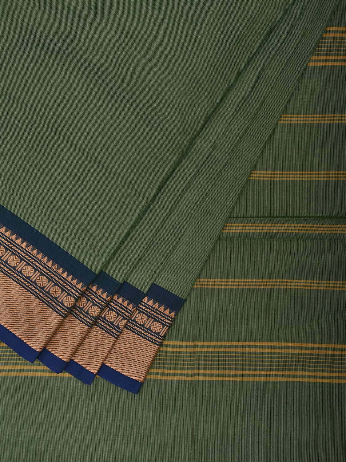 Light Green Kanchipuram Cotton Saree with Ganga-Jamuna Border Design k0780