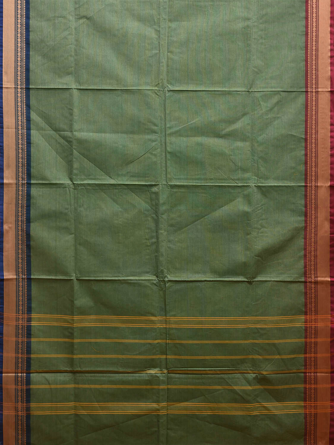 Light Green Kanchipuram Cotton Saree with Ganga-Jamuna Border Design k0780