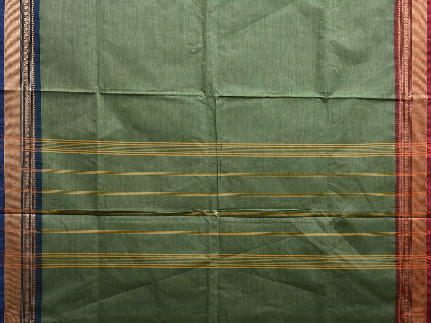 Light Green Kanchipuram Cotton Saree with Ganga-Jamuna Border Design k0780