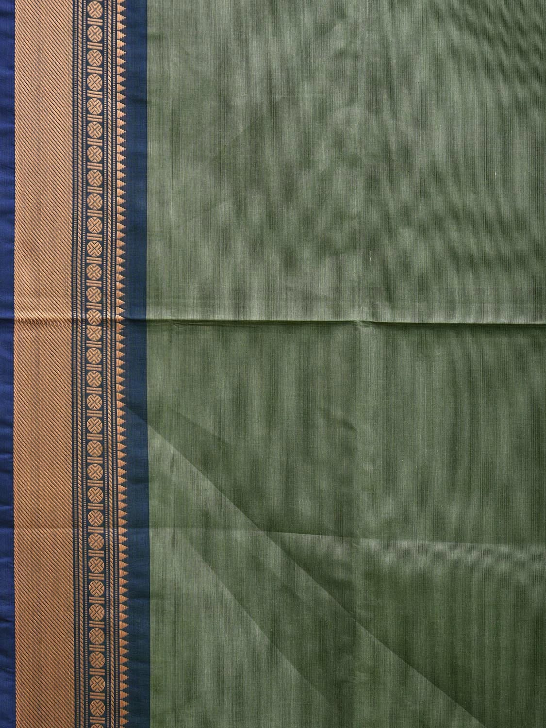 Light Green Kanchipuram Cotton Saree with Ganga-Jamuna Border Design k0780