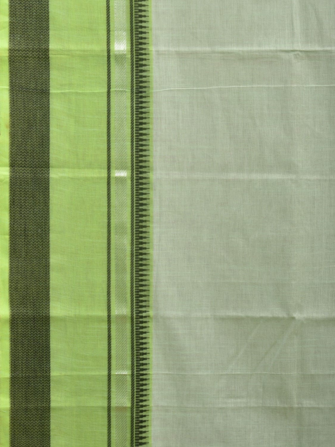 Light Green Kanchipuram Cotton Saree with Strips Pallu and Border Design k0530