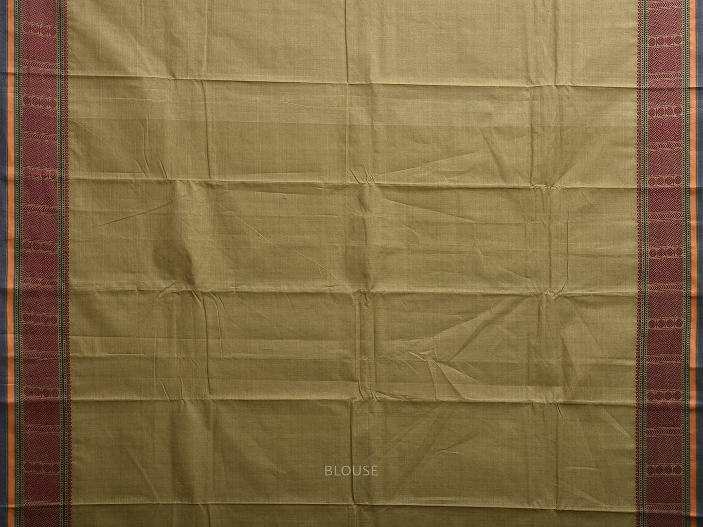 Light Green Kanchipuram Cotton Saree with Strips Pallu and Border Design k0866