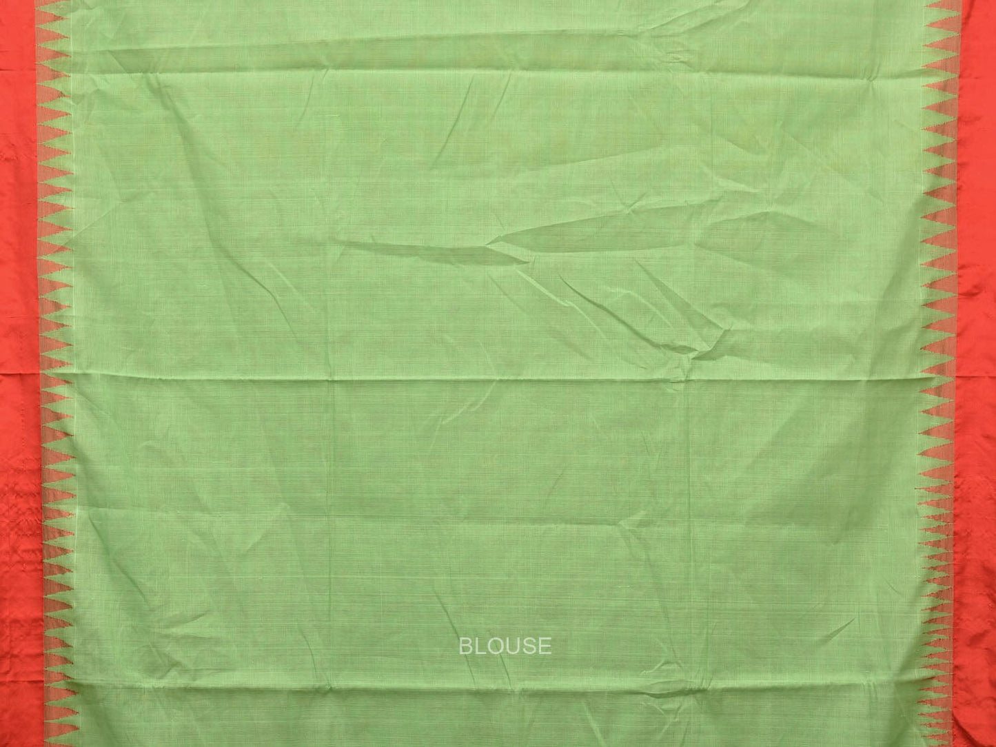 Light Green Khadi Cotton Handloom Plain Saree with Temple Border Design kh0599