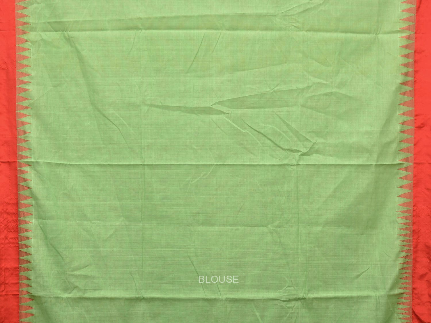 Light Green Khadi Cotton Handloom Plain Saree with Temple Border Design kh0599