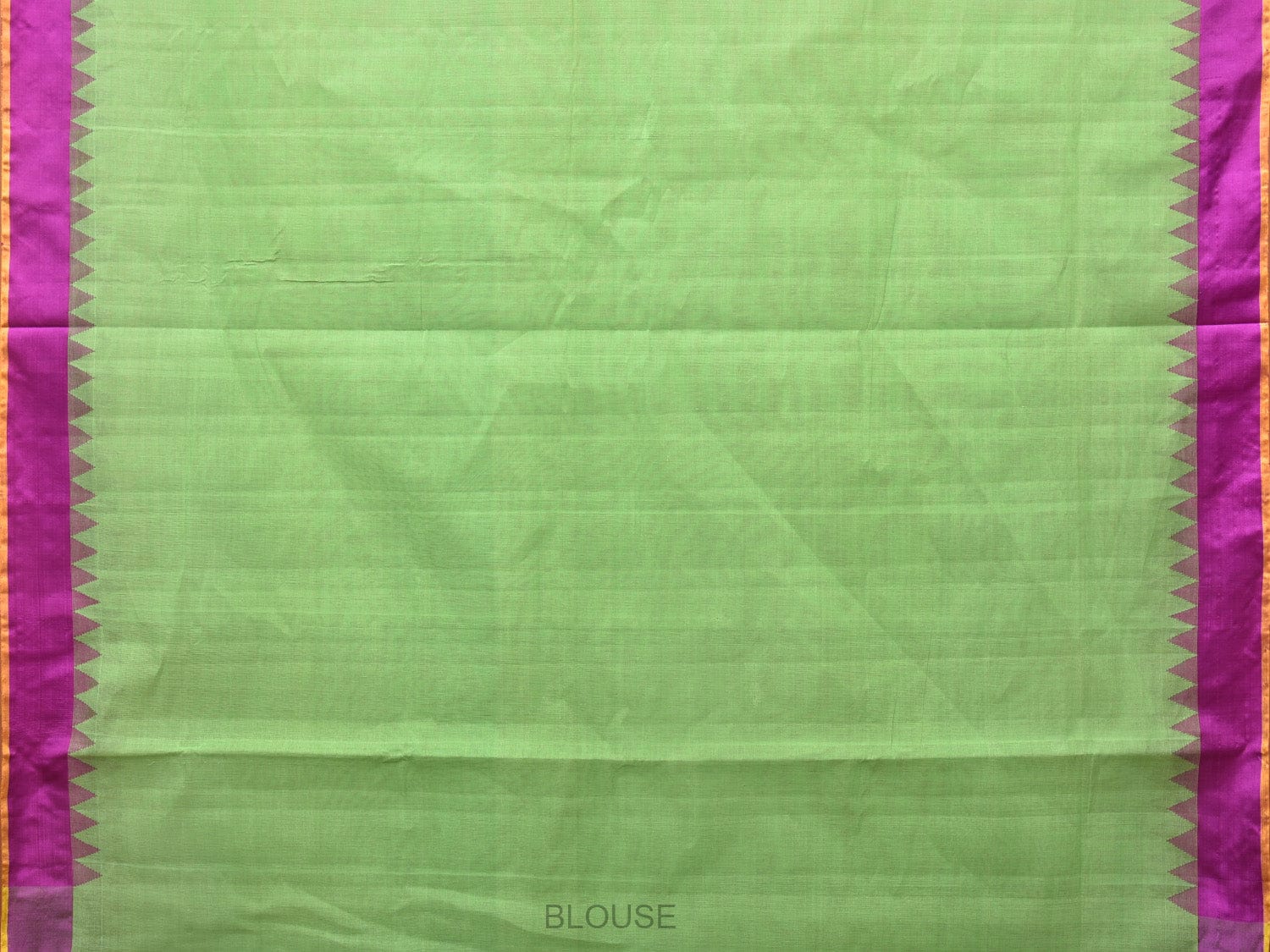 Light Green Khadi Cotton Handloom Plain Saree with Temple Border Design kh0637