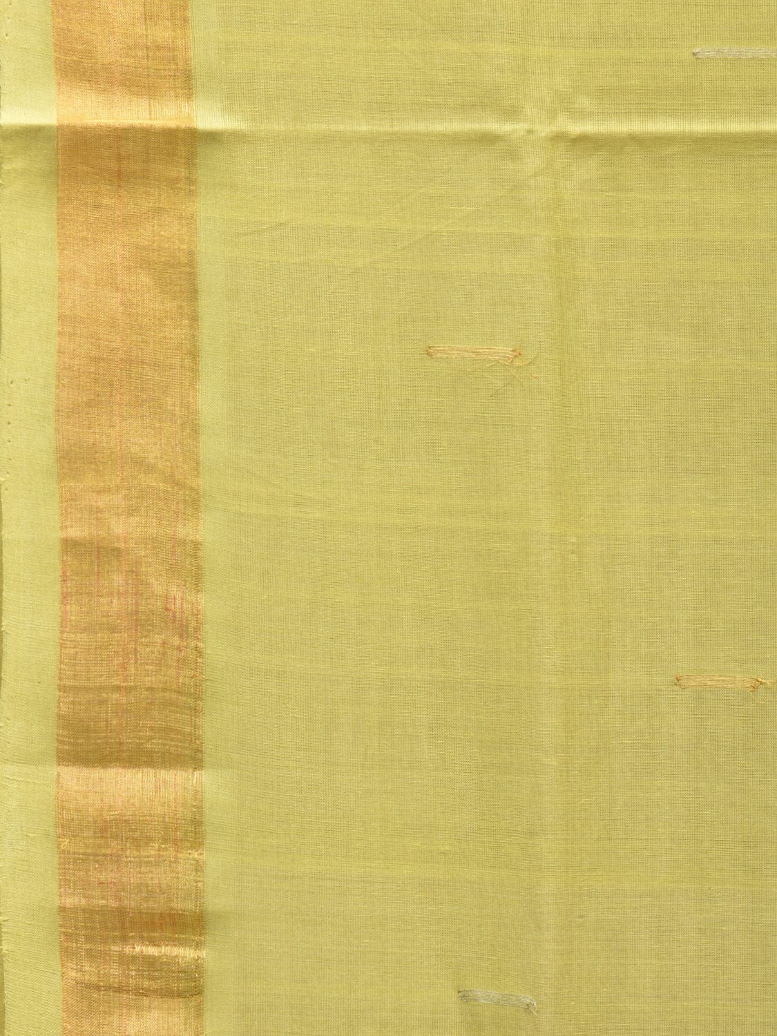 Light Green Khadi Cotton Handloom Saree with Buta and Strip Pallu Design kh0651