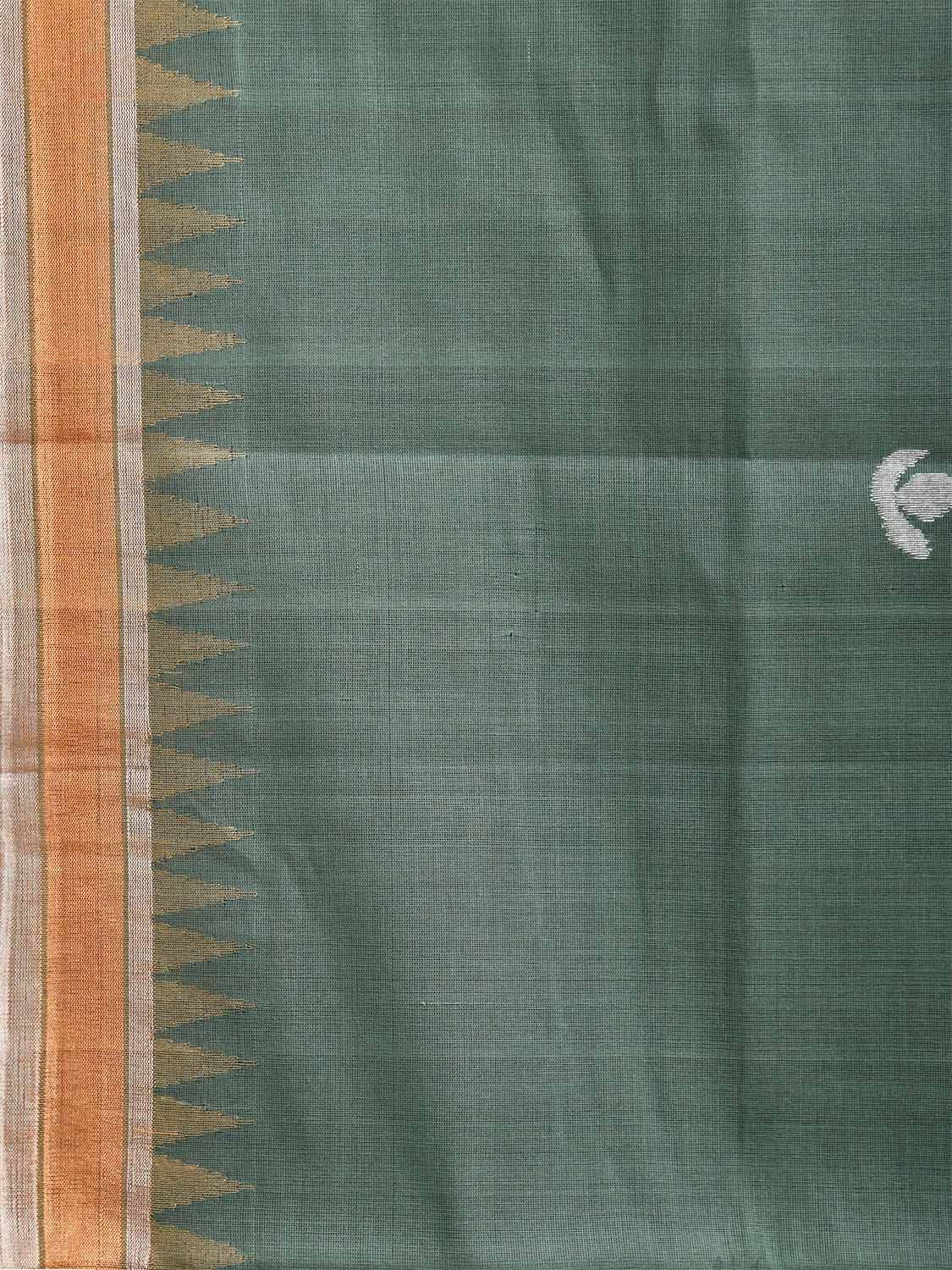 Light Green Khadi Cotton Handloom Saree with Floral Pallu Design kh0699