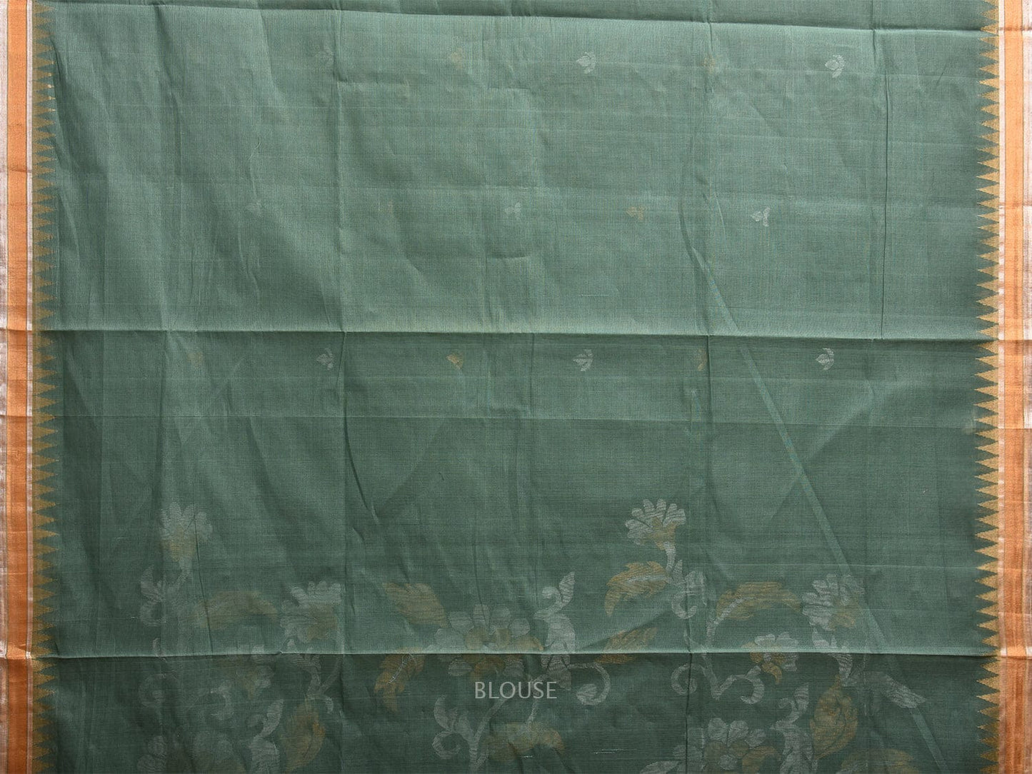 Light Green Khadi Cotton Handloom Saree with Floral Pallu Design kh0699