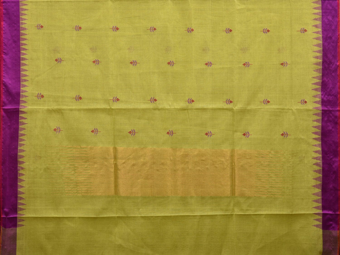 Light Green Khadi Cotton Handloom Saree with Jamdani Buta Design kh0554