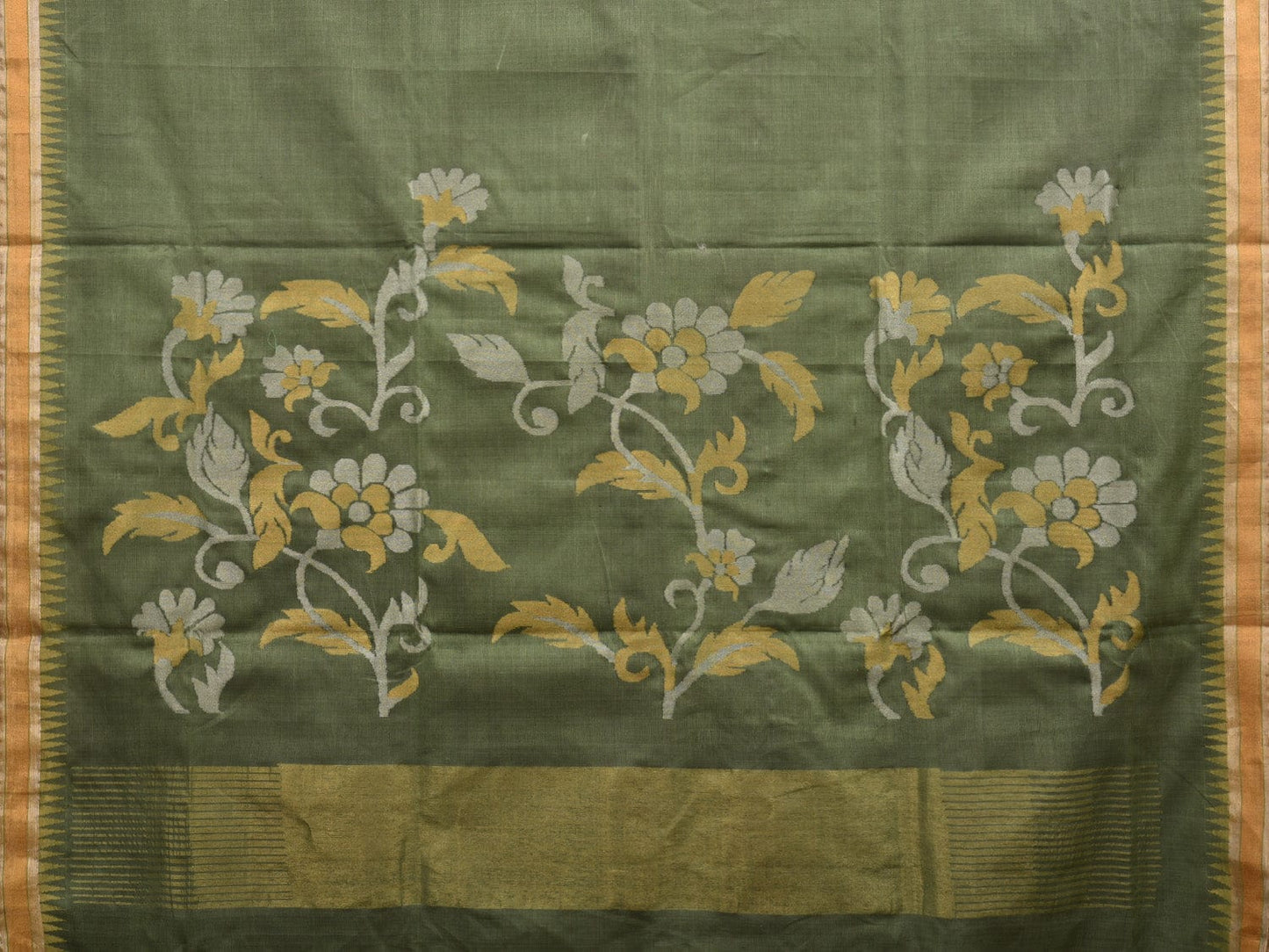 Light Green Khadi Cotton Handloom Saree with Pallu Design kh0551