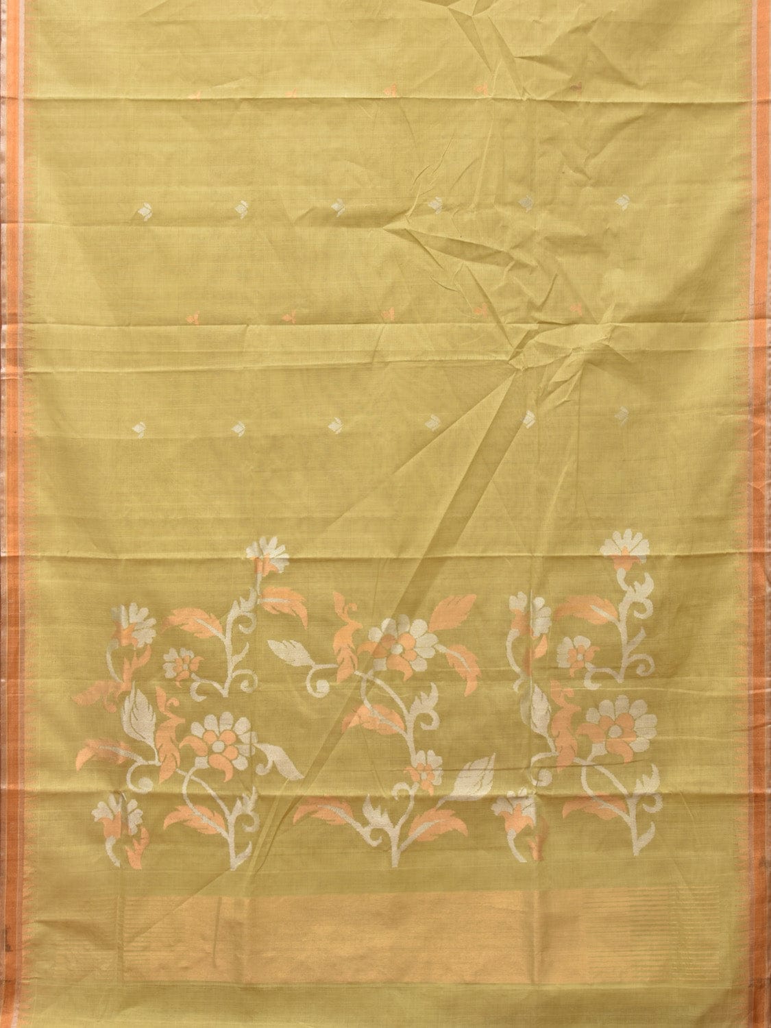 Light Green Khadi Cotton Handloom Saree with Pallu Design kh0665