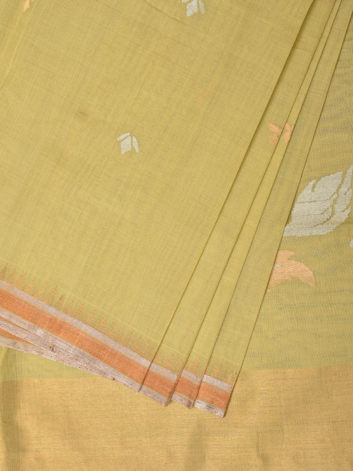 Light Green Khadi Cotton Handloom Saree with Pallu Design kh0665
