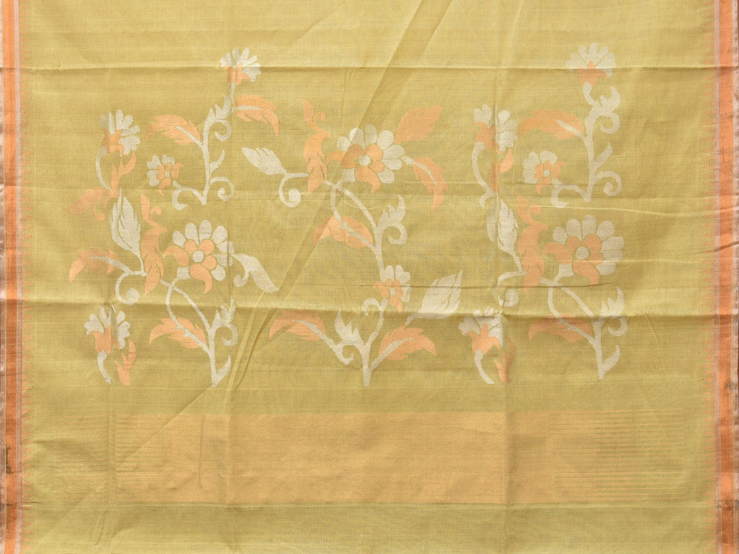 Light Green Khadi Cotton Handloom Saree with Pallu Design kh0665