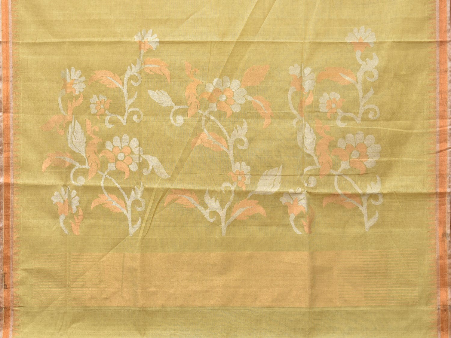 Light Green Khadi Cotton Handloom Saree with Pallu Design kh0665