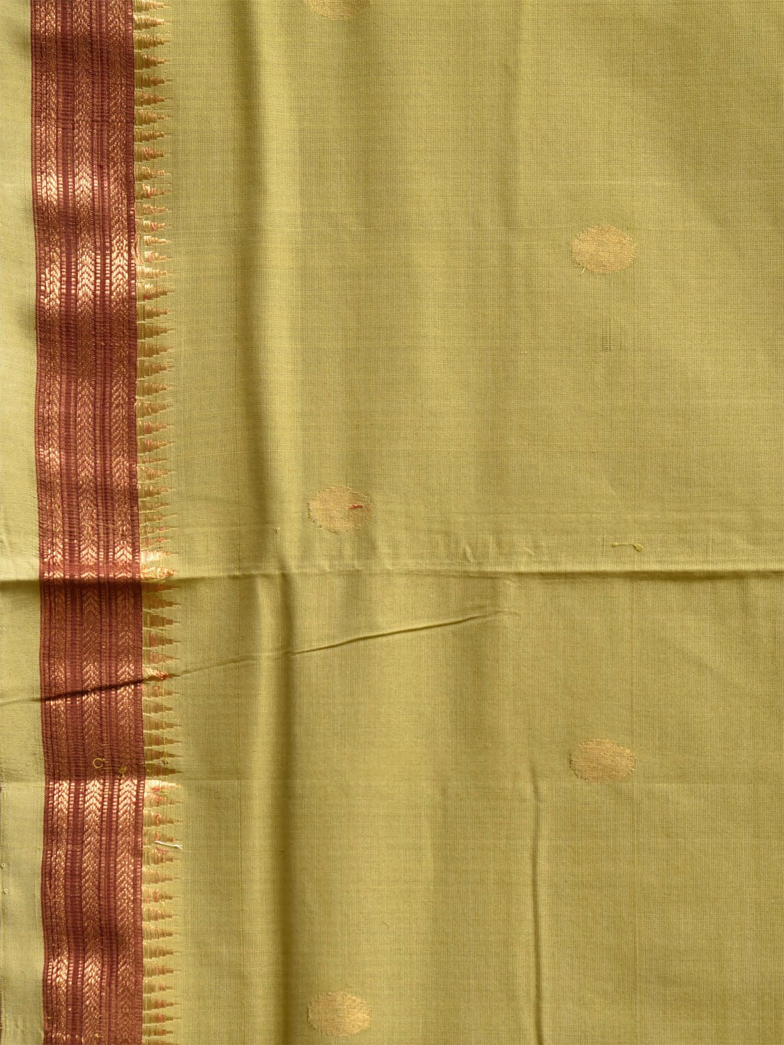 Light Green Khadi Cotton Handloom Saree with Rudraksh Border Design kh0713