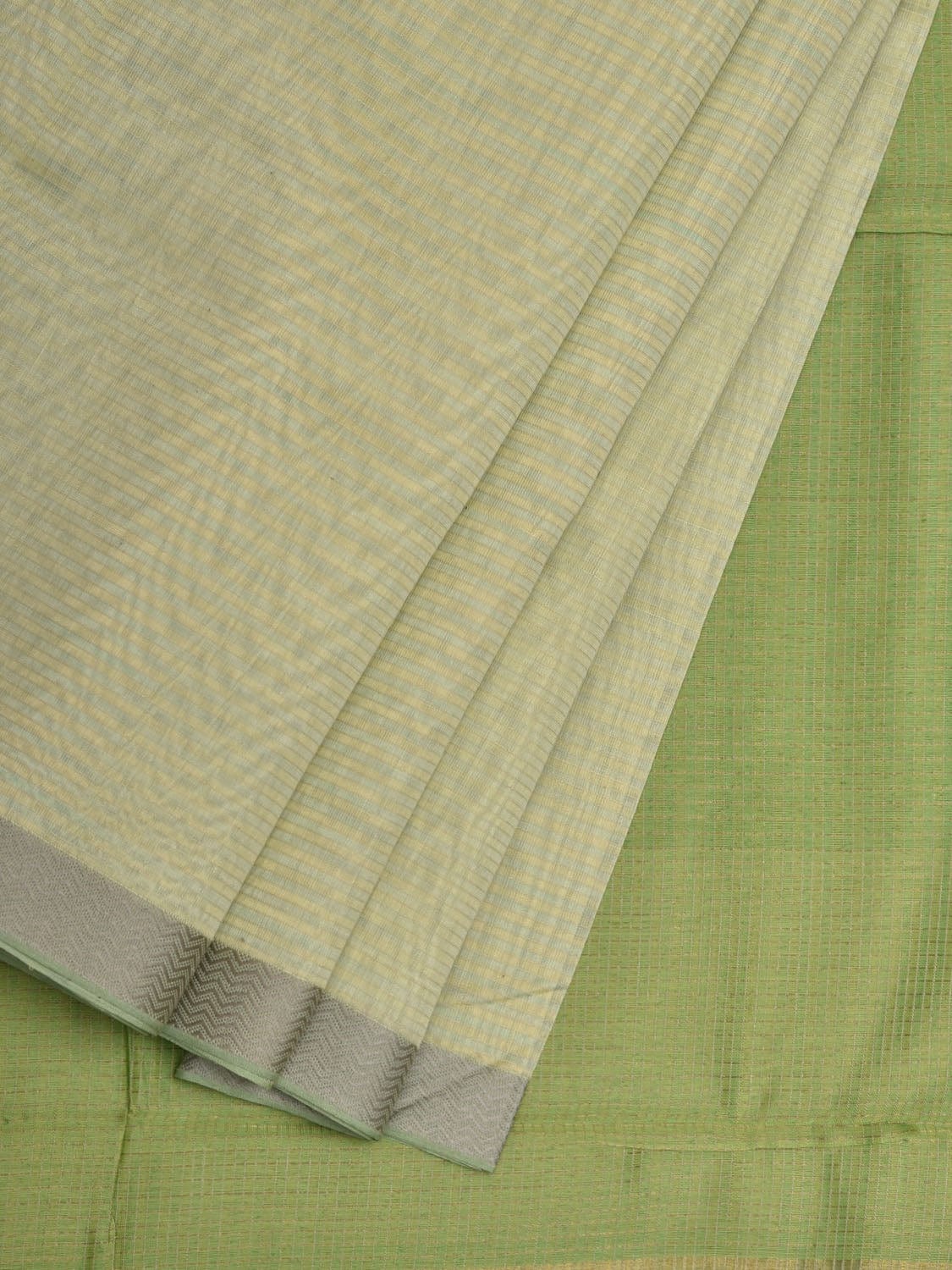 Light Green Maheshwari Cotton Silk Handloom Saree with Contrast Pallu Desgin m0141