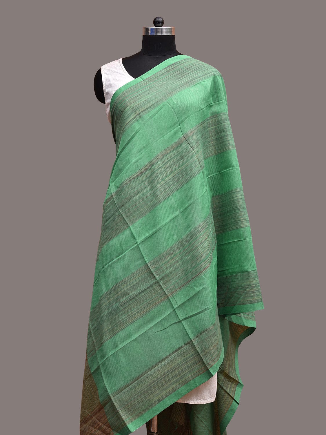 Light Green Mangalgiri Cotton Dupatta with Strips Design ds3657