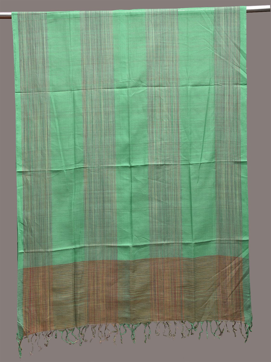 Light Green Mangalgiri Cotton Dupatta with Strips Design ds3657