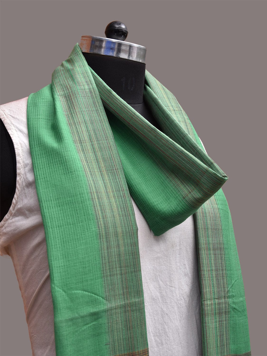 Light Green Mangalgiri Cotton Dupatta with Strips Design ds3657