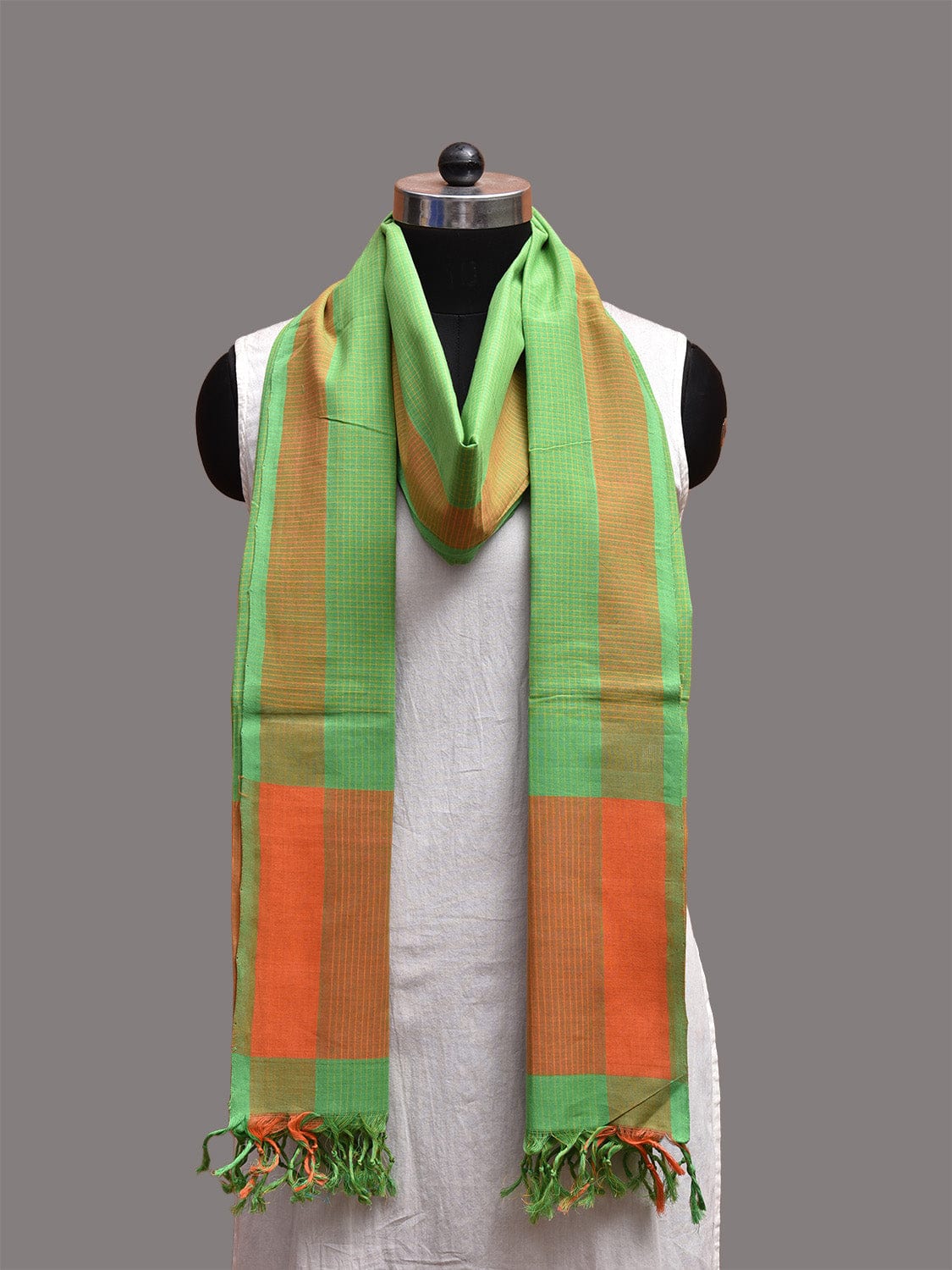 Light Green Mangalgiri Cotton Handloom Dupatta with Border Design ds3726