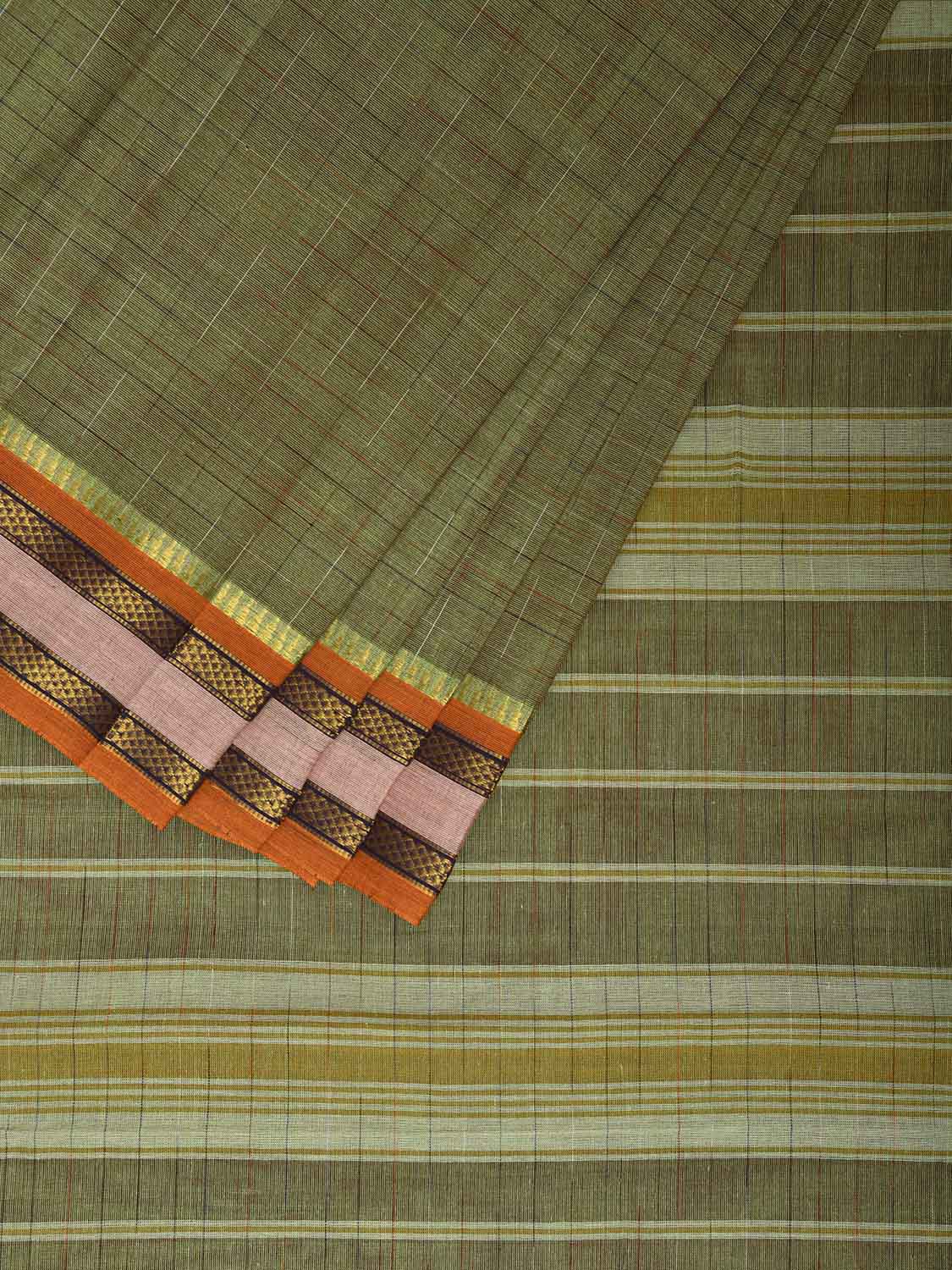 Light Green Narayanpet 80s Cotton Handloom Saree with Ikat Weave Design No Blouse np1131