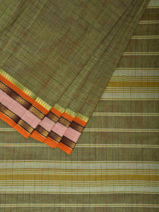 Light Green Narayanpet 80s Cotton Handloom Saree with Ikat Weave Design No Blouse np1131