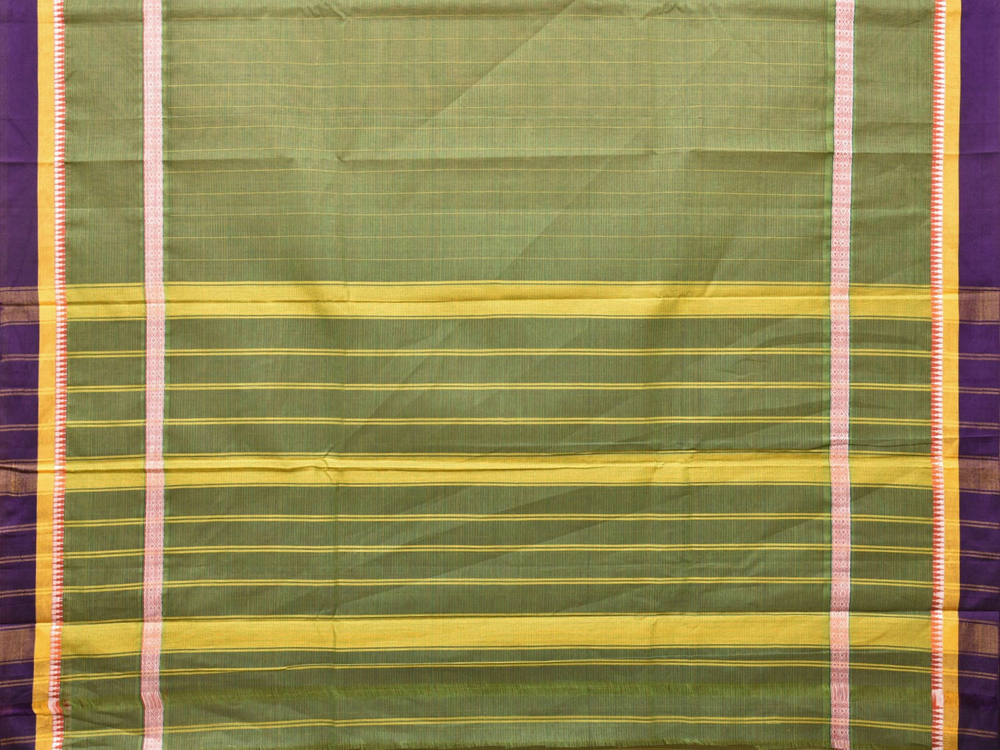 Light Green Narayanpet Cotton Handloom Saree with Checks and Big Border Design No Blouse np0706